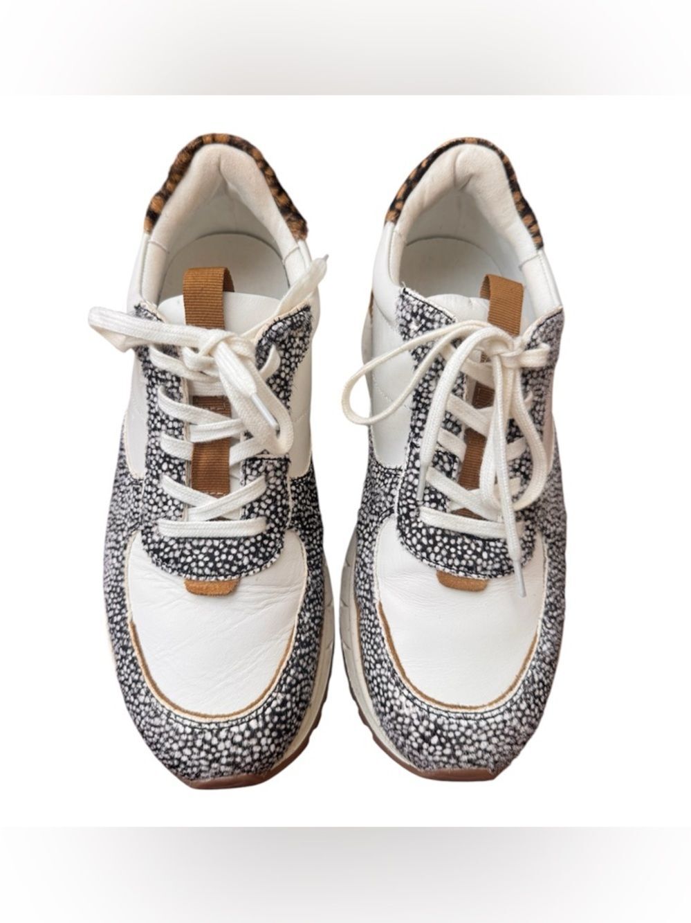 Madewell Kickoff Trainer Sneakers Olive Calf Hair Leather Size 8.5 Casual Retro - Picture 5 of 5